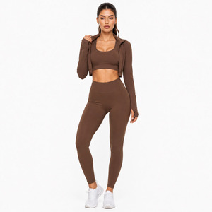 Women 3 Piece Set <b>Workout</b> Sport Bra Training <b>Jacket</b> Compression Leggings 3 Piece Set Women's <b>Workout</b> Wear 3 Piece Activewear - Product Image 3
