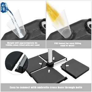 Set di 4 basi quadrate per ombrelloni da patio, riempibili, con maniglia e imbuto – Accessorio funzionale per arredo esterno - Product Image 6