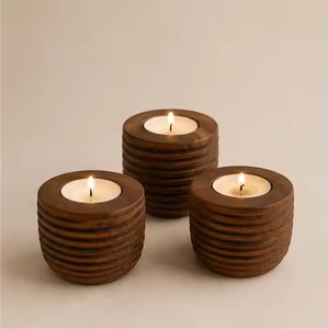 Support de bougie en bois de qualité supérieure, style rustique, pour la décoration de la table à manger, du salon et des hôtels - Product Image 6
