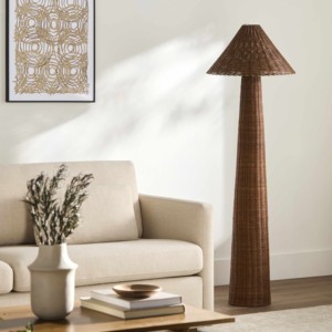 Retro inspired rattan floor lamp handmade weaving <b>standing</b> lamps manufacturer direct supply - Product Image 2