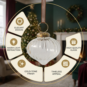 Premium Ribbed <b>Clear</b> Glass | Hanging <b>Bauble</b> Ornament | Christmas Tree | Decorative Ball | Elegant | Holiday Home Decor | Gift - Product Image 5