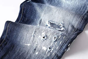 กางเกงยีนส์ผู้ชายสีดำเทา ขาดเซอร์ๆ ทรงสกินนี่ ผ้ายีนส์ยืด แต่งสีสตรีทแวร์ คุณภาพสูง - Product Image 2