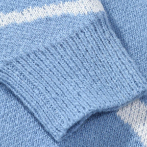 Pull en maille ras du cou bleu uni en coton anti-boulochage à manches longues coupe classique pour homme – Collection Automne - Product Image 6