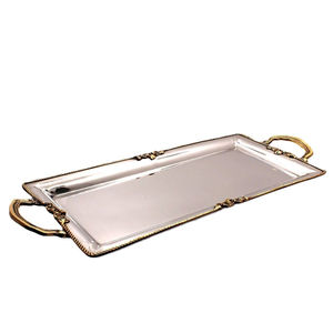 Trendy Rectangle Shape Metal Serving <b>Tray</b> Silver Finished for Home Hotel and Restaurant Tabletop Food & <b>Drink</b> Serving <b>Trays</b> - Product Image 6