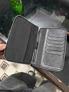 Black Leather Zipper <b>File</b> <b>Folder</b> A4 Document Case Professional Portfolio Holder - Product Image 2