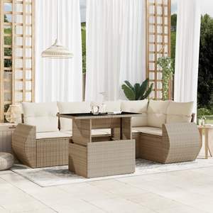 Ensemble de canapés de jardin en rotin PE beige avec structure en acier thermolaqué et verre trempé - Product Image 1