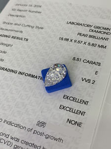Diamants blancs en vrac de 3,09 carats, taille poire, couleur D, clarté VS1, certifiés IGI, cultivés en laboratoire HPHT CVD, pour la fabrication de bijoux - Product Image 3