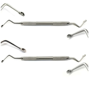Instruments de chirurgie osseuse : Lot de 6 curettes dentaires manuelles en acier inoxydable (type Lucas, type Hemingway, cuillère osseuse, excavateur) pour laboratoire - Product Image 1