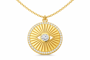 Colgante de oro radiante con halo de circonita cúbica y collar de plata de ley para ella - Product Image 3