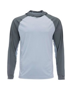 Haut de performance à capuche bleu clair pour homme, à manches longues, respirant, anti-humidité, coupe classique, couleur unie, idéal pour l'été - Product Image 1