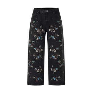 Custom Embroidery & Rhinestone Flare Denim <b>Jeans</b> Ultra-<b>Soft</b> Breathable Eco-Friendly Premium Quality Fabric Women Baggy denim - Product Image 1