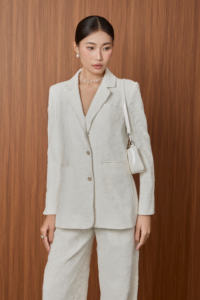 Conjunto de Blazer de Encaje Floral de Primera Calidad, Elegante/Femenino/Formal LA ROSE - Blazer con Solapa de Muesca (Blazer, Pantalones y Falda) KS79 - Product Image 5