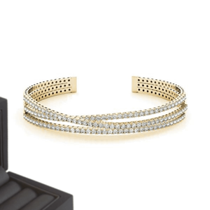 Brazalete de Diamantes de Plata y Oro 925 con Diseño Moderno de 20 mm, Brazalete de Diamantes Moissanite con Claridad VVS, Estilo Hip Hop - Product Image 4