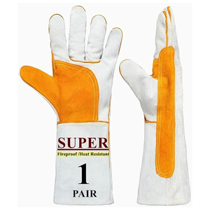 Guantes de Trabajo de Cuero con Puño Largo, Refuerzo Completo en la Palma, Doble Costura, Personalizables, para Soldadura Industrial, con Color a Elección - Product Image 1