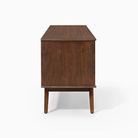 Meuble de salon rustique fait main en teck massif, buffet avec portes à battants style Shaker, 5+ tiroirs, finition Salak/noyer