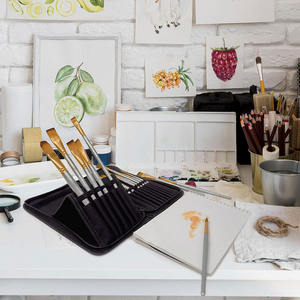 Set di 15 Pennelli per Pittura Acrilica e a Olio <span class=keywords><strong>con</strong></span> Custodia, Spugna e Spatola - Product Image 5