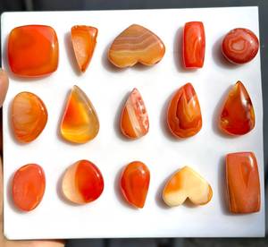 Carnelianes naturelles cabochon, pierres précieuses coupées en poire, ovales, en cœur, formes mélangées, rouge orangé, pierres lâches pour la fabrication de bagues, pendentifs et bijoux - Product Image 3