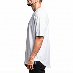 T-shirt blanc en coton pour homme, manches courtes, col rond, coupe classique, jersey tricoté, couleur unie, design simple - Product Image 3