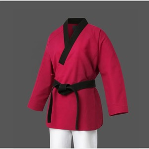 Tenues de compétition de Taekwondo pour combattants, hauts personnalisés élastiques, tendance unisexe, approuvés WT, 100% polyester, durables, séchage rapide, devant - Product Image 5