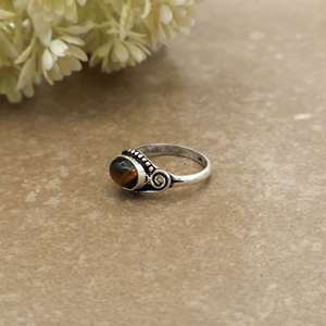 Handmade Brass Natural <b>Tiger</b> <b>Eye</b> Vintage Oval Gemstone Swirl Design Bezel Setting Ethnic Boho Statement <b>Ring</b> - Product Image 3