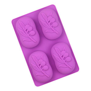 Moules à savon en silicone écologiques 2026, forme ellipse olive à 4 cavités, résistants aux hautes températures, pour la fabrication de savons, gâteaux et bougies - Product Image 3