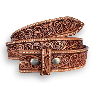 Cinturón de herramientas de cuero occidental de moda para hombre de alta calidad de una sola pieza duradera con botón a presión para cambiar de hebilla cinturón de vaquero - Product Image 3