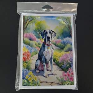 Great Dane Spring Path Whimsical A7 Tarjetas de felicitación Paquete de 8 tarjetas de notas en blanco con sobres Tamaño 5x7 - Product Image 3