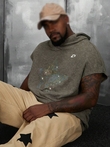 Sudadera sin mangas de algodón lavado con estrellas de diamantes de imitación, estilo urbano oversize, estilo gimnasio, proveedor de producción de ropa personalizada - Product Image 4