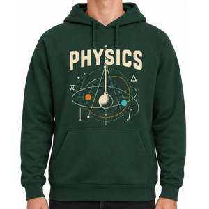 Sweat à capuche Physics pour homme, vert foncé, pull à capuche avec motif imprimé, sweat-shirt décontracté, coupe classique - Product Image 1