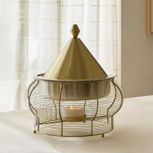 Calentador de Alimentos de Lujo con Marco de Alambre Dorado, Tapa Cónica y Calentador de Velas para una Elegante Presentación de Buffet - Product Image 4