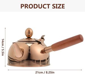 Nordic Style Rose Gold Stainless Steel Teapot Modern Side Wooden Handle Mirror Polish Water Kettle Decorate Metalware Coffee <b>Pot</b> - Product Image 2