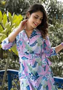 Trendy All Seasons Two-Piece <b>Women's</b> <b>Cord</b> Set with Print Collar <b>Shirt</b> and Wide-Leg Pants Heavy Muslin Quick Dry - Product Image 2