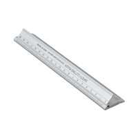 Règle de sécurité en aluminium argenté avec dos antidérapant et garde de sécurité pliable, taille 45 cm
