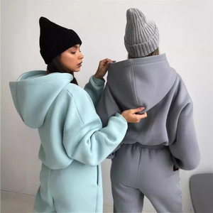 Conjunto de chándal holgado de moda para mujer, de felpa gruesa de 500 g/m², 100% algodón, talla grande - Product Image 3