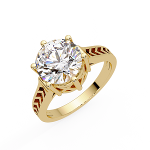 Bague de fiançailles solitaire vintage en or massif 14 carats avec diamant de laboratoire rond IGI 3,0 carats, bijoux fins pour femmes - Product Image 3