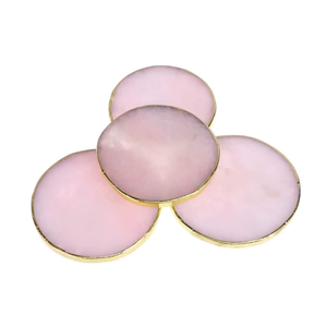 Posavasos de Cuarzo Rosa de Cristal de Alta Calidad en Oferta, Posavasos Redondos de Piedra Preciosa para Bebidas con Soporte para Café para el Hogar - Product Image 1