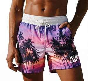 Shorts de bain mi-longs pour hommes grande taille, personnalisables avec logo, en maille respirante, légers, séchage rapide, 100% polyester de haute qualité, pour l'été - Product Image 5