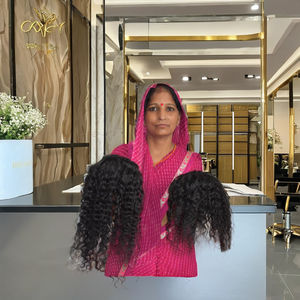 วิกต่อผมมนุษย์แบบไม่ผ่านการแปรรูปผมมนุษย์มัดผมสีดำหยิกยาว8-32นิ้ว - Product Image 2