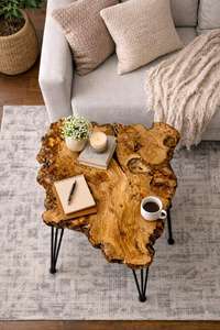 Golden Olive Burl <b>Coffee</b> <b>Table</b> Rustic Olive Wood Slab <b>Table</b> Artisan Burl Wood <b>Coffee</b> <b>Table</b> Mediterranean Olive Wood <b>Table</b> Wild - Product Image 6