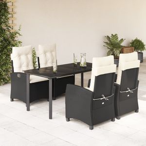 Set da Pranzo da Giardino in Rattan Nero per 4 Persone, Resistente alle Intemperie, Arredamento da Esterno in Stile Contemporaneo - Product Image 1
