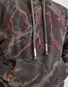 2026 Sweat à capuche zippé pour homme, style streetwear, imprimé DTG avec strass, en molleton bouclette, de créateur, coupe oversize, grammage lourd, motif camouflage - Product Image 2