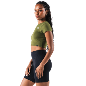 Camiseta Corta para Mujer, Color Verde Verbena, Suave y Elástica, Manga Corta, para Gimnasio, Yoga, Entrenamiento - Product Image 3