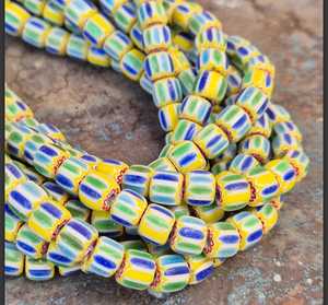 Wholesale Glass Chevron <b>Beads</b> 5 Colors <b>Red</b> Blue Yellow White Striped Kalinga African Bulk - Product Image 5