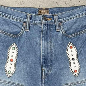 Pantalones Cortos de Mezclilla para Hombre, Estilo Vintage, Personalizados, con Pedrería, de Fabricante de Ropa Urbana - Product Image 4