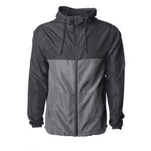 Chaqueta Cortavientos con Capucha para Hombre, Color Negro con Detalles Rojos, Media Cremallera, Anorak, Puños Elásticos, Deportiva, Ligera, de Poliéster - Product Image 2