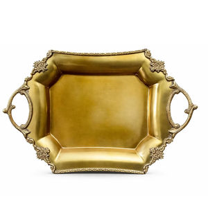 Plateau de service rectangulaire écologique avec finition plaquée or, pour desserts, aliments, fruits, collations, café, maison, hôtel, restaurant, table - Product Image 1