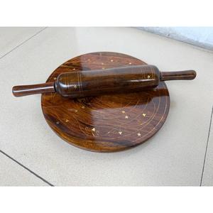 Custom Logo Wooden Chakla Belan Set Round Dough <b>Rolling</b> Board with <b>Pin</b> Holder For Chapati Roti Kitchenware Supply Wholesale - Product Image 4