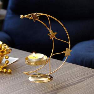 Porte-bougie décoratif en métal doré, thème céleste, accent de table, décoration de mariage de luxe, éclairage votif, décoration intérieure, cadeau! - Product Image 6