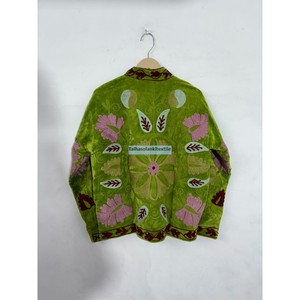 Wholesale Green Velvet Embroidered Blazer <b>Women</b> Mandarin Collar Full Sleeve Inside Cotton Lining <b>Women</b> <b>Coat</b> - Product Image 6