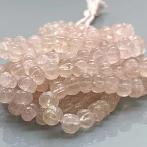 Perles de Morganite Naturelle Sculptées en Forme de Melon, Grade AA, 6-12mm, pour la Fabrication de Bijoux (Vente en Gros) - Product Image 5